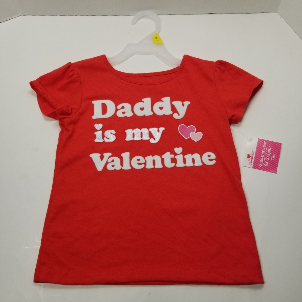 New Way to Celebrate Toddler Daddy is my Valentine Red Graphic Shirt Size 3T